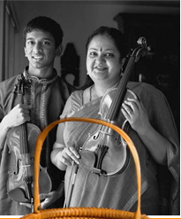 Carnatic violinists Tara Anand Bangalore (right) and Suhas Rao