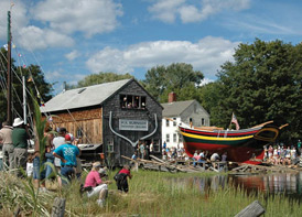 Harold A. Burnham shipyard, Essex, Massachusetts. Photo by Maggie Holtzberg.