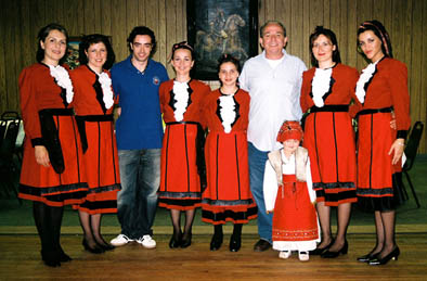 Bashkim Braho (right) and son Donald with Waterbury Albanian Dancers, Albanian folk dance, ; Waterbury, Connecticut; Photography by Lynne Williamson