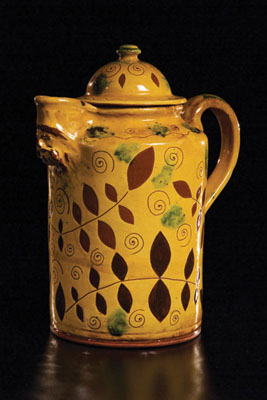 Ode to Longfellow's Kéramos, Jug, English and Colonial American pottery, 2007; Richard L. Hamelin (b. 1961); Warren, Massachusetts; Red earthenware, slip, glaze; 14 1/4 x 12 1/2 x 7 1/2 in.; Collection of the artist; Photography by Jason Dowdle