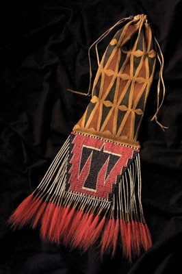 Tobacco Pouch, Native American regalia, 2007; David Holland (b. 1960); Petersham, Massachusetts; Deerskin, porcupine quills; 23 x 6 1/2 x 1 1/2 in.; Collection of the artist; Photography by Jason Dowdle