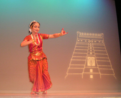 Jothi Raghavan performing at MITHAS, Bharatha Natyam dancer, teacher, and choreographer, 2007; Jothi Raghavan; Westford, Massachusetts;