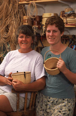 Karol Lindquist and Timalyne Frazier, Nantucket lightship basketry, 2002; Nantucket, Massachusetts; Photography by Jeffrey Allen