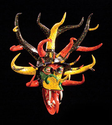 Vejigante, Puerto Rican carnival mask, 2007; Angel Sánchez Ortiz (b. 1954); Holyoke, Massachusetts; Painted papier mâché
ache; 28 x 27 x 14 in.; Collection of the artist; Photography by Jason Dowdle