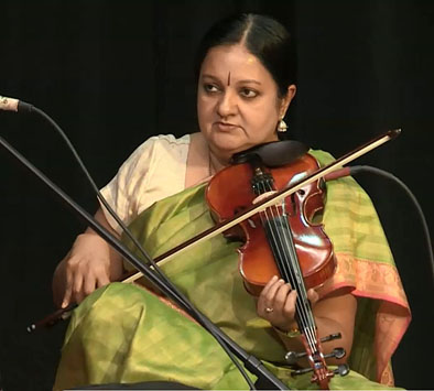 Tara Anand Bangalore playing violin, Carnatic vocal, 2018; Framingham, Massachusetts;