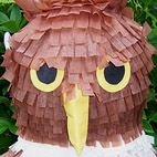 Owl piñata; Piñatas; 2014: Medford, Massachusetts; paper mache, tissue paper