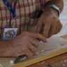 Dimitrios Klitsas demonstrating at the 2013 Lowell Folk Festival; Architectural and ornamental woodcarving; 2013: Lowell, Massachusetts