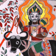 The Third Boon; Madhubani painting; 2013: Acton, Massachsuetts; Acrylic on fabric; 24 x 36 inches