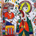 Sweet Fruits of Devotion; Madhubani painting; 2009: Acton, Massachusetts; Acrylic, fabric; 35 x 21 in.