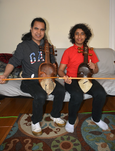 Shyam and Pranawa playing sarangi; Nepalese Music; 2019: Watertown, Massachusetts