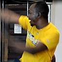 Joh teaching Tiemoko a Mande traditional dance; West African Dance; 2017: Cambridge, Massachusetts